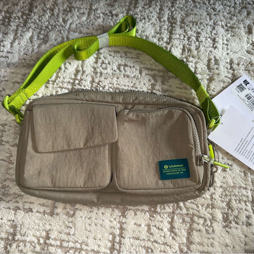 lululemon athletica Tan and Green Crossbody Bag